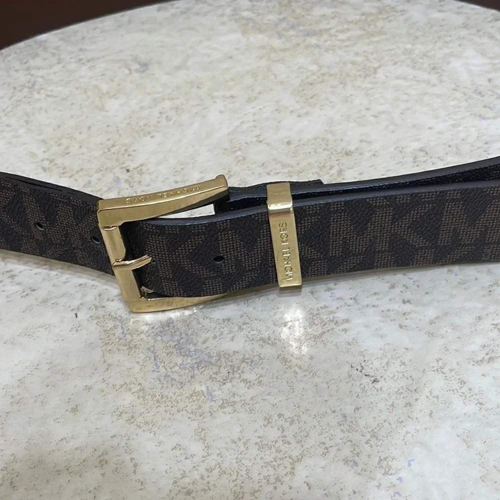 MICHAEL KORS SYNTHETIC‎ LEATHER MK DESIGN BELT IN BROWN